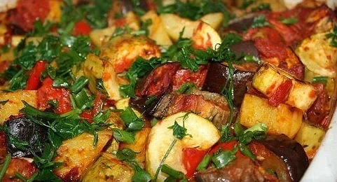 баклажаны с кабачками и мясом