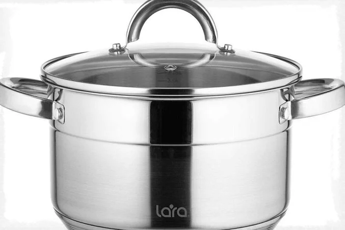 Кастрюля LARA LR02-403, 4.8л, с крышкой, серебристый