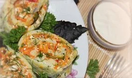 Летний овощной рулет из кабачка