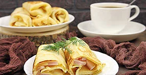 Блинчики с ветчиной и сыром