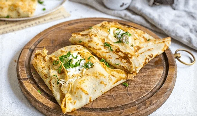 фаршированные адыгейским сыром блины