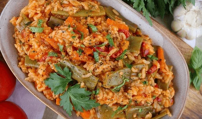 Рисовая каша со стручковой фасолью