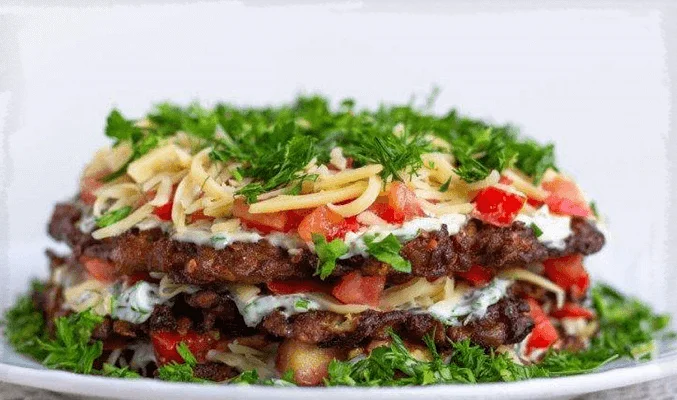 Закусочный торт из баклажанов
