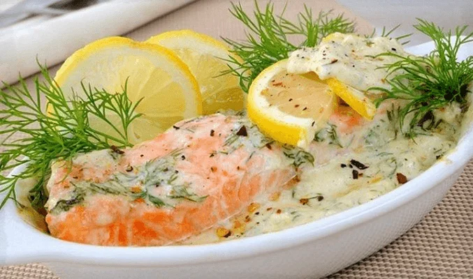 Лосось со сливками в духовке
