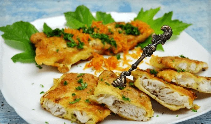 Минтай в кляре из сыра и майонеза