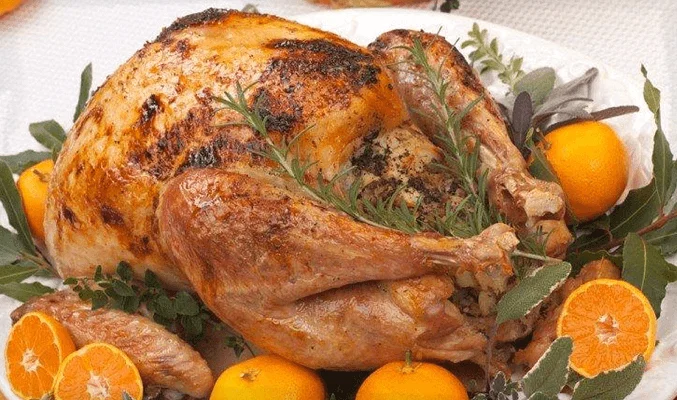 Индейка с беконом и цитрусами