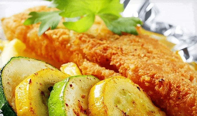 Филе минтая с кабачками в духовке