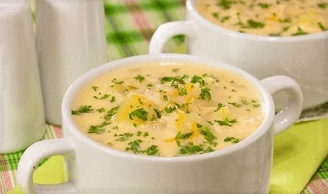 Суп с рисом и плавленым сыром